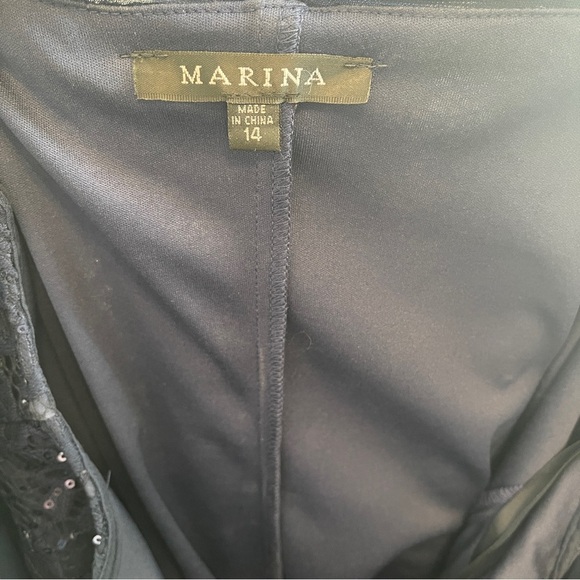 MARINA Asymmetrical Navy Blue Dress - Picture 7 of 8